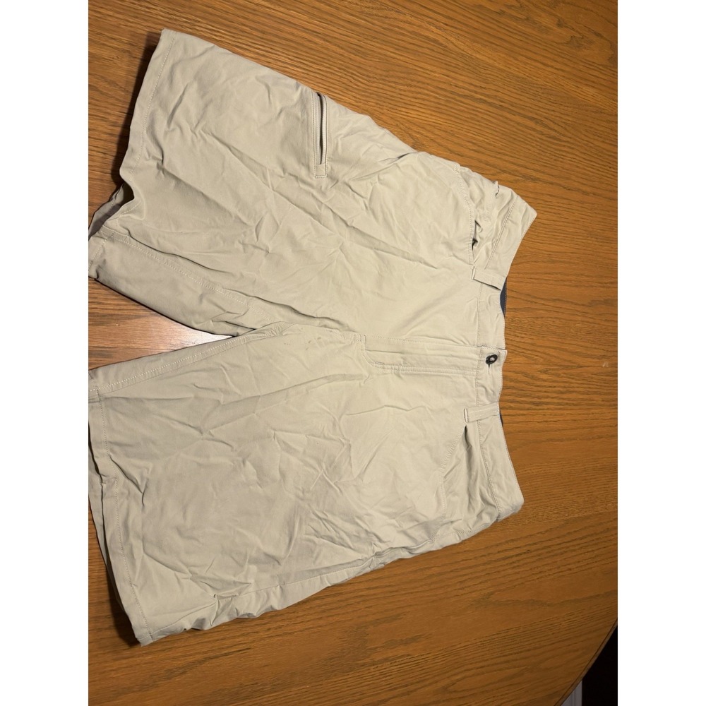 Patagonia Quandary Shorts Men Sz 36 Khaki Elastic Waist Cargo Pockets Hiking
